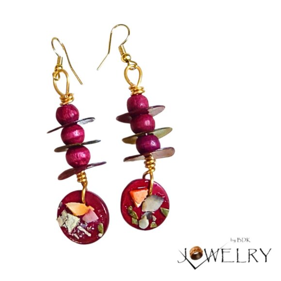 Vibrant Mosaic INspired Disc Earrings - Picture 3 of 3